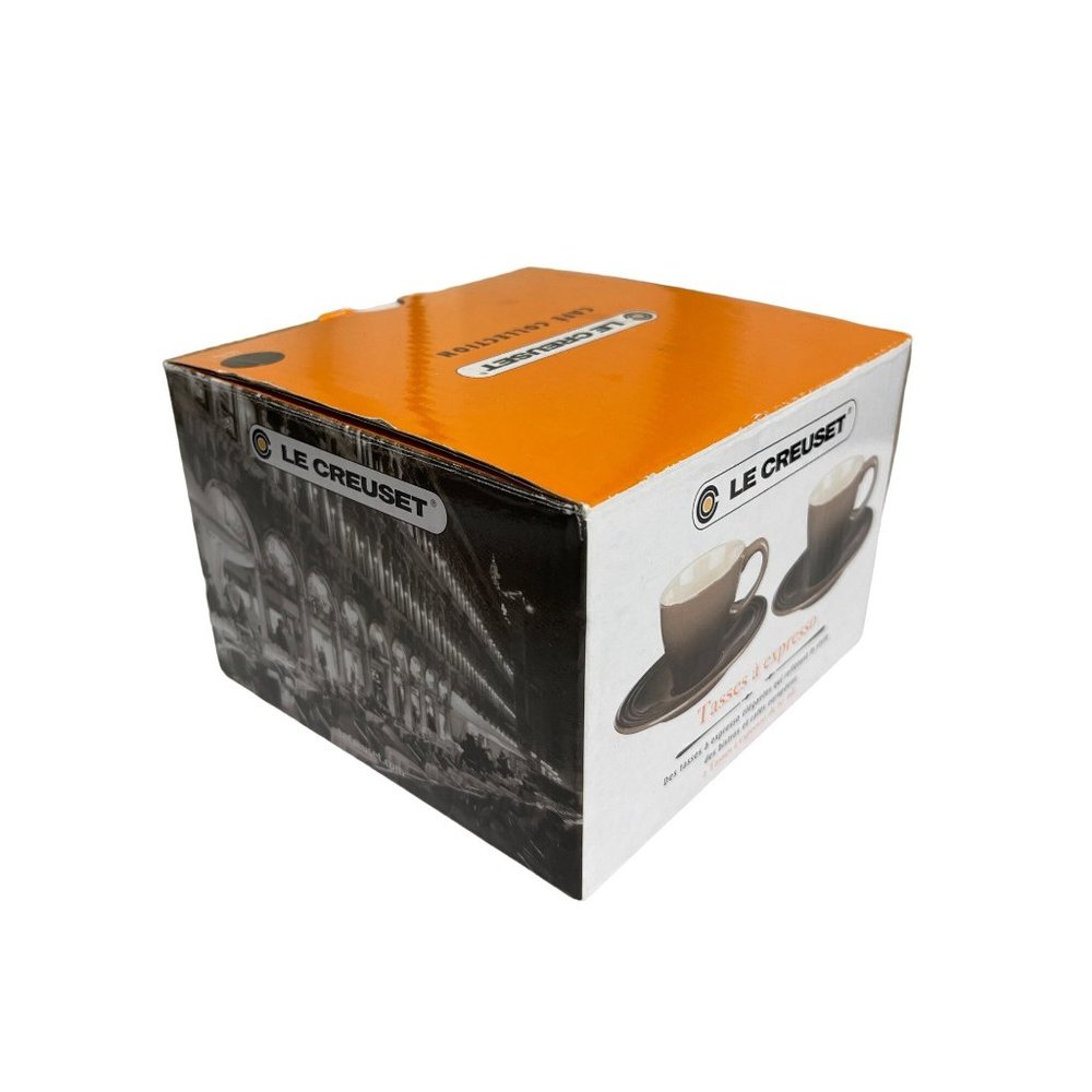 New Le Creuset Cafe Collection Espresso Cups 2 OZ With Saucers Brown Ombre NIB - Picture 6 of 6